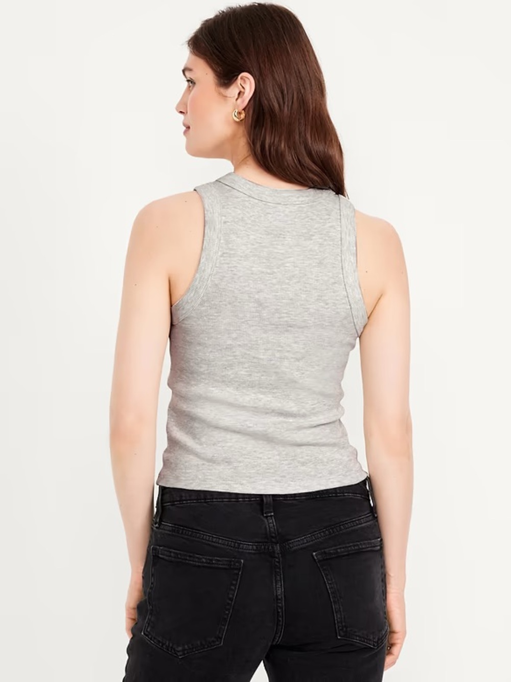 Old Navy Snug Rib-Knit Crop Tank Top- Light Gray Heather- XXL TALL - Picture 5 of 10